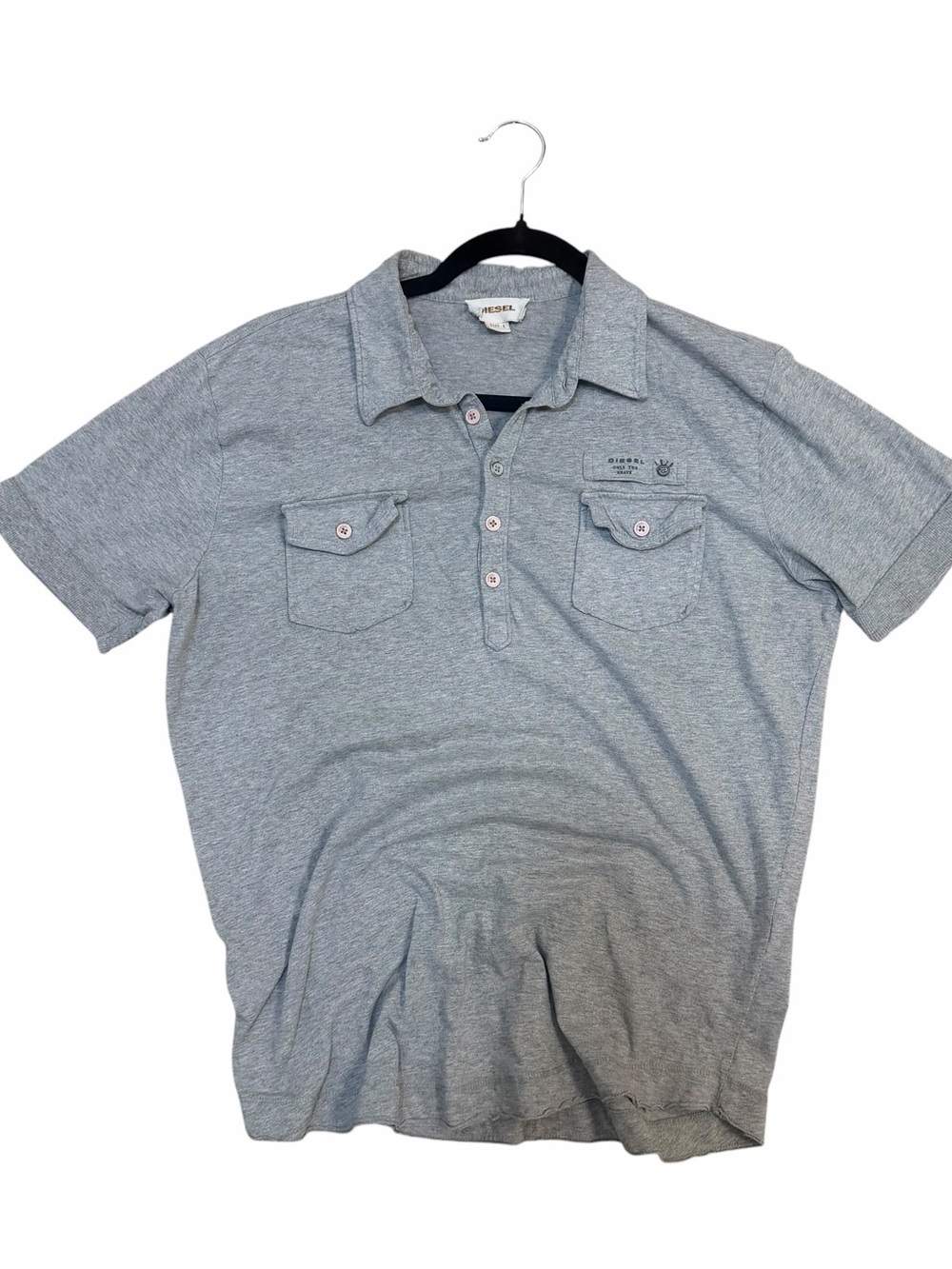 Diesel Only The Brave Gray Polo Shirt Size Large Y2K